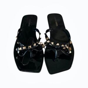 Fashion‎ Nova Womens Vacay Baby Studded Black Sandals Size 10